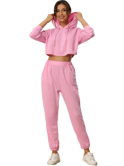 Womens Hoodies Tracksuits Loungwear Sets Crop Sweatshirt and Long Jogger