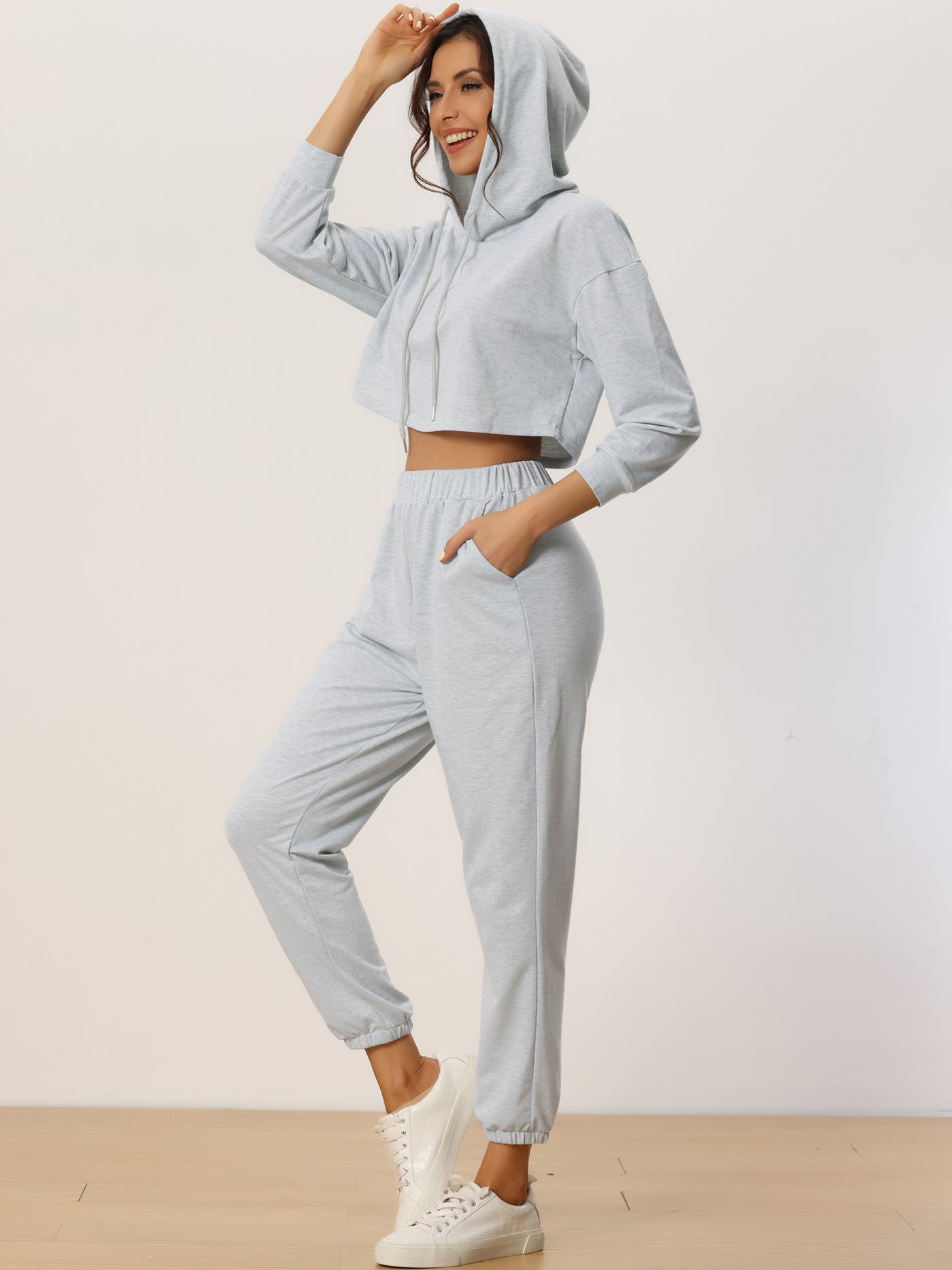 Bublédon Womens Hoodies Tracksuits Loungwear Sets Crop Sweatshirt and Long Jogger