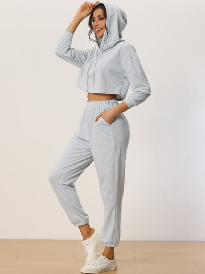 Womens Hoodies Tracksuits Loungwear Sets Crop Sweatshirt and Long Jogger