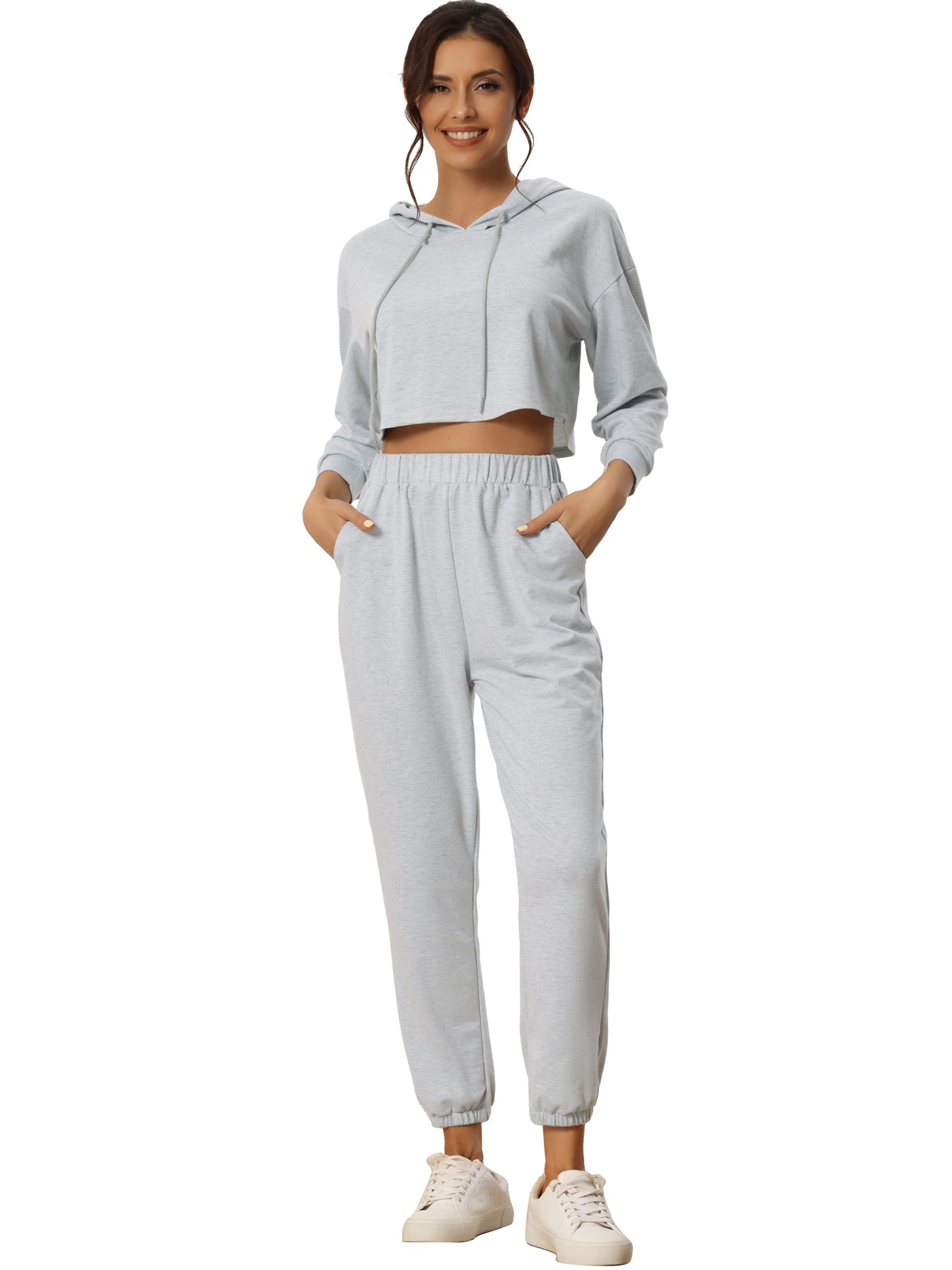 Bublédon Womens Hoodies Tracksuits Loungwear Sets Crop Sweatshirt and Long Jogger