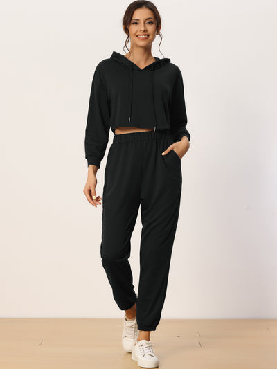 Womens Hoodies Tracksuits Loungwear Sets Crop Sweatshirt and Long Jogger