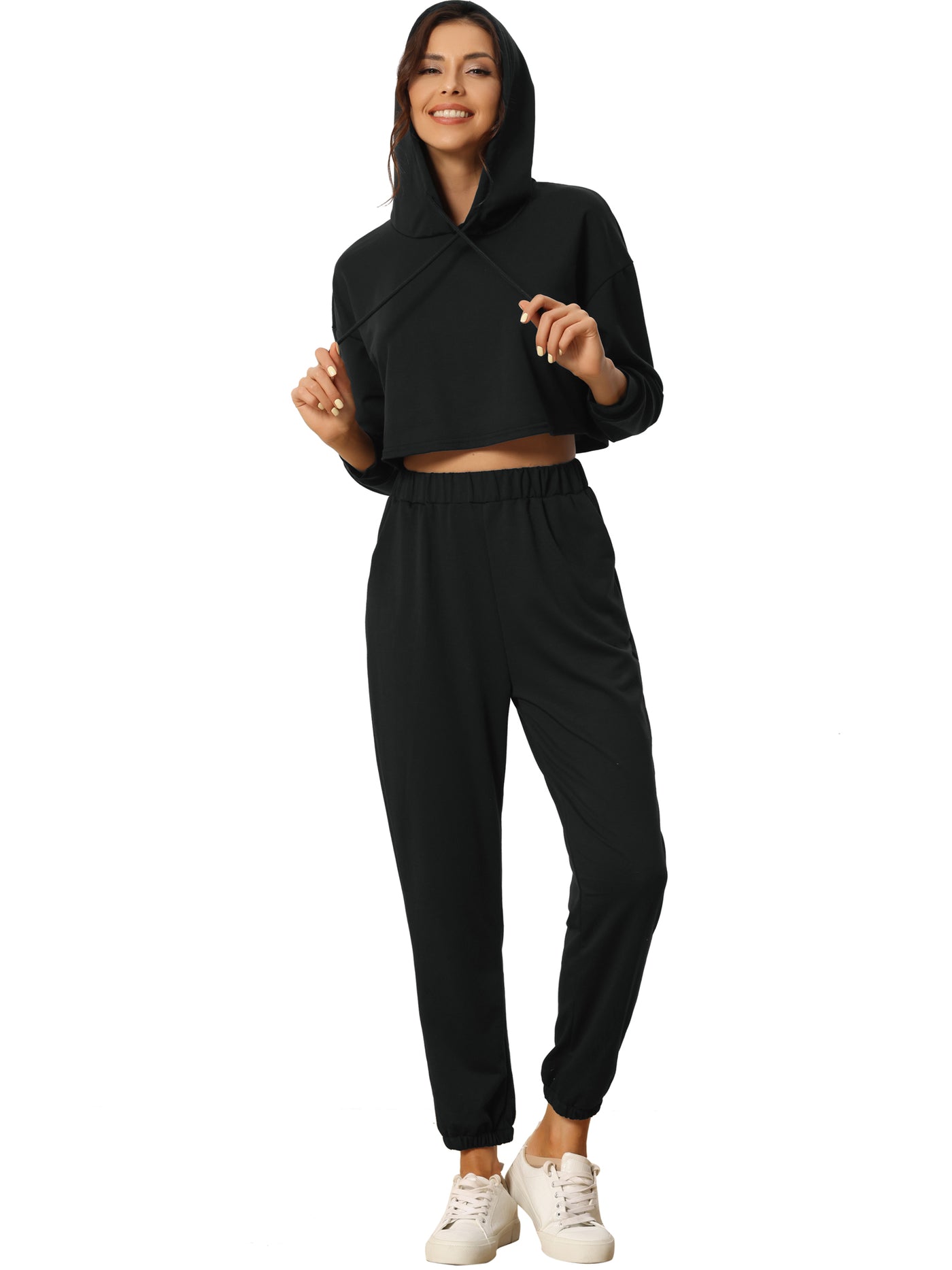 Bublédon Womens Hoodies Tracksuits Loungwear Sets Crop Sweatshirt and Long Jogger