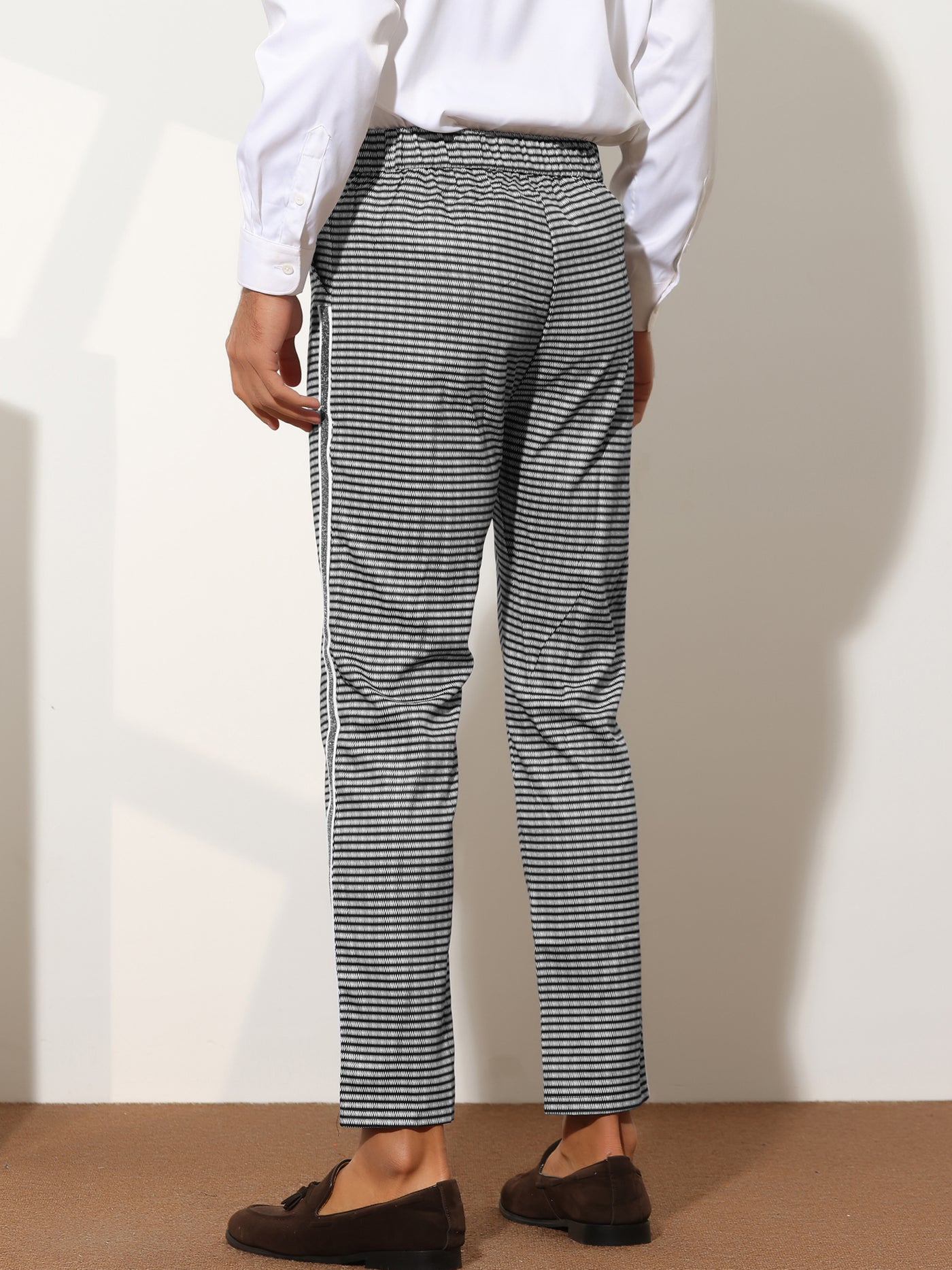 Bublédon Printed Dress Pants for Men's Slim Fit Flat Front Pattern Formal Trousers