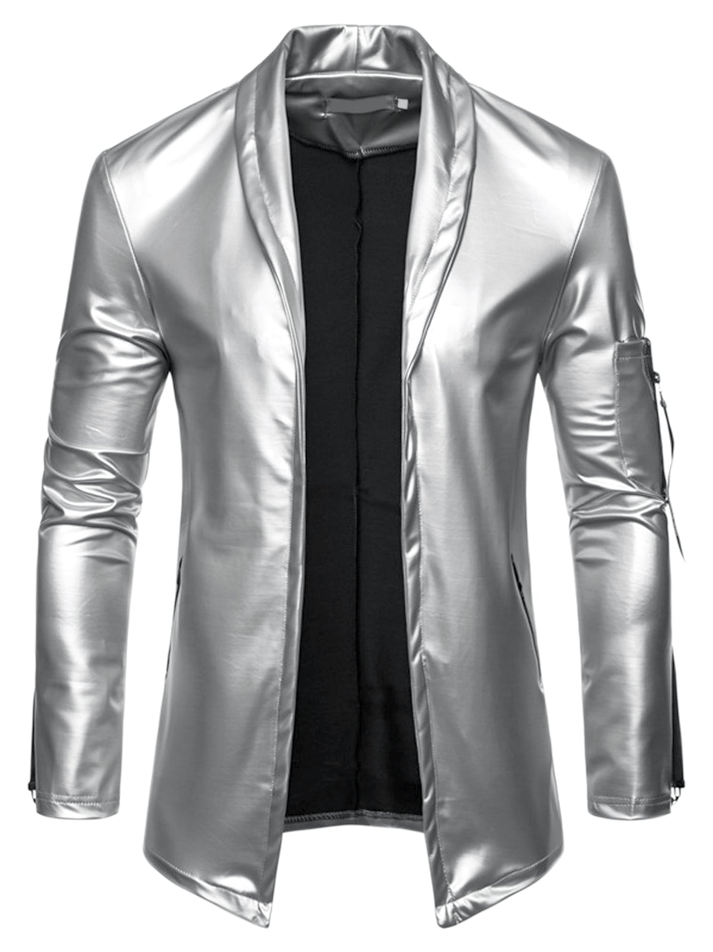 Bublédon Faux Leather Jacket for Men's Shawl Lapel Party Disco PU Cardigan