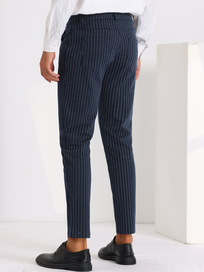 Men's Flat Front Slim Fit Stripe Cropped Pants