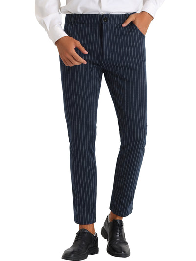 Men's Flat Front Slim Fit Stripe Cropped Pants