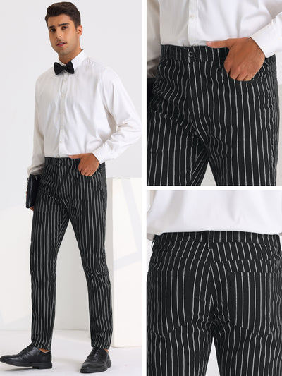 Men's Flat Front Slim Fit Stripe Cropped Pants