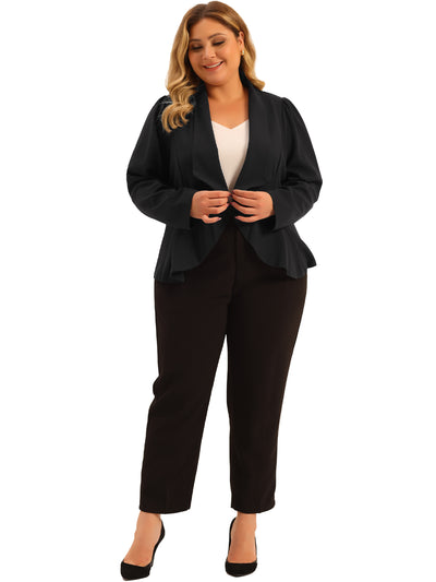 Plus Size Jacket for Women Ruffle Front Work Long Sleeve Cardigans Jackets