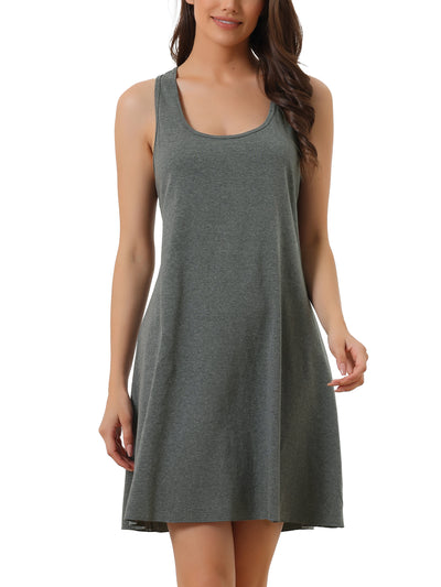 Womens Tank Nightgown Nightshirt Racerback Sleeveless Shirtdress Loungwear