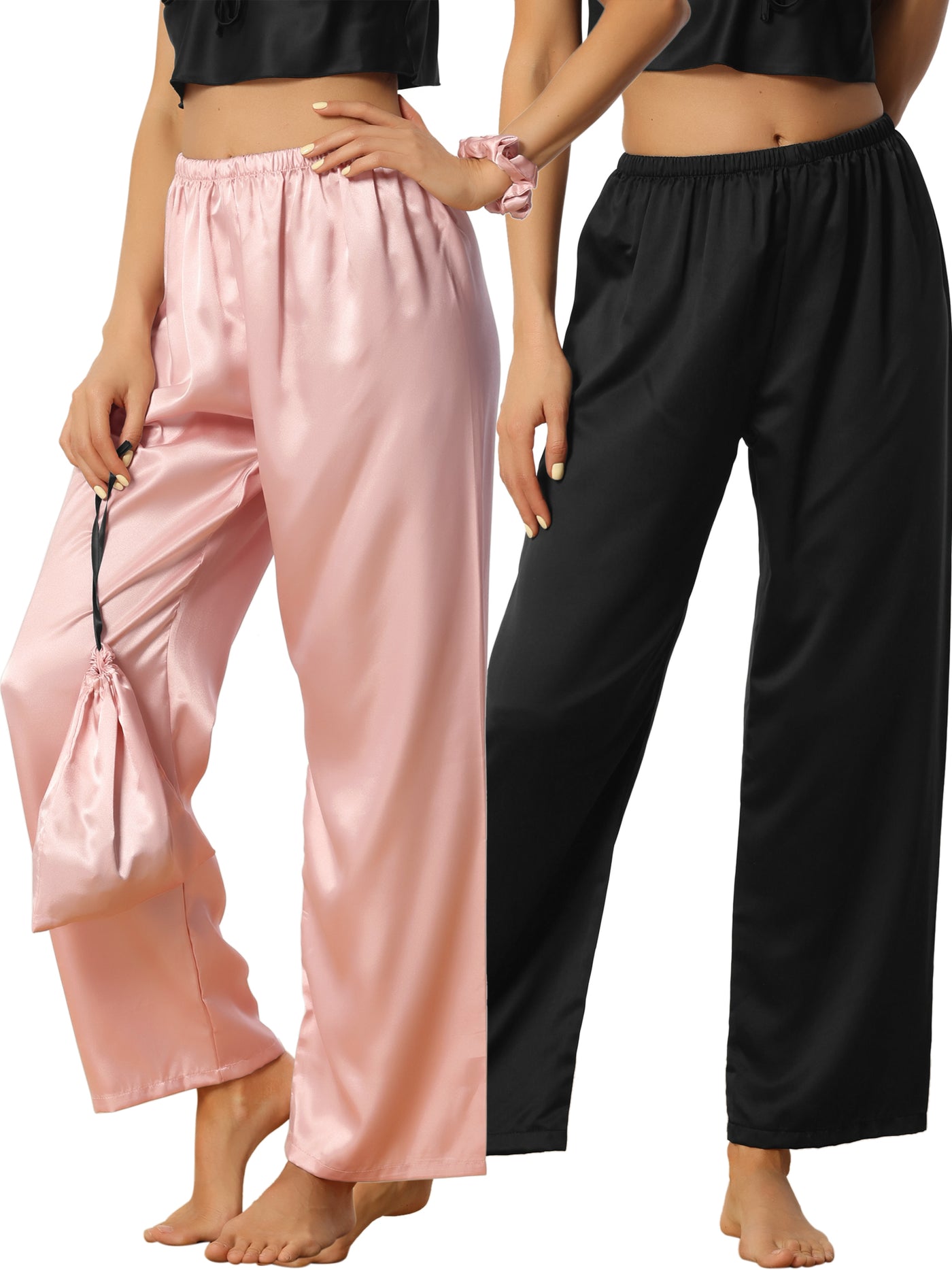 Bublédon Womens 2 Pieces Sleepwear Pajama Set Wide-leg Elastic Waist Long Pants