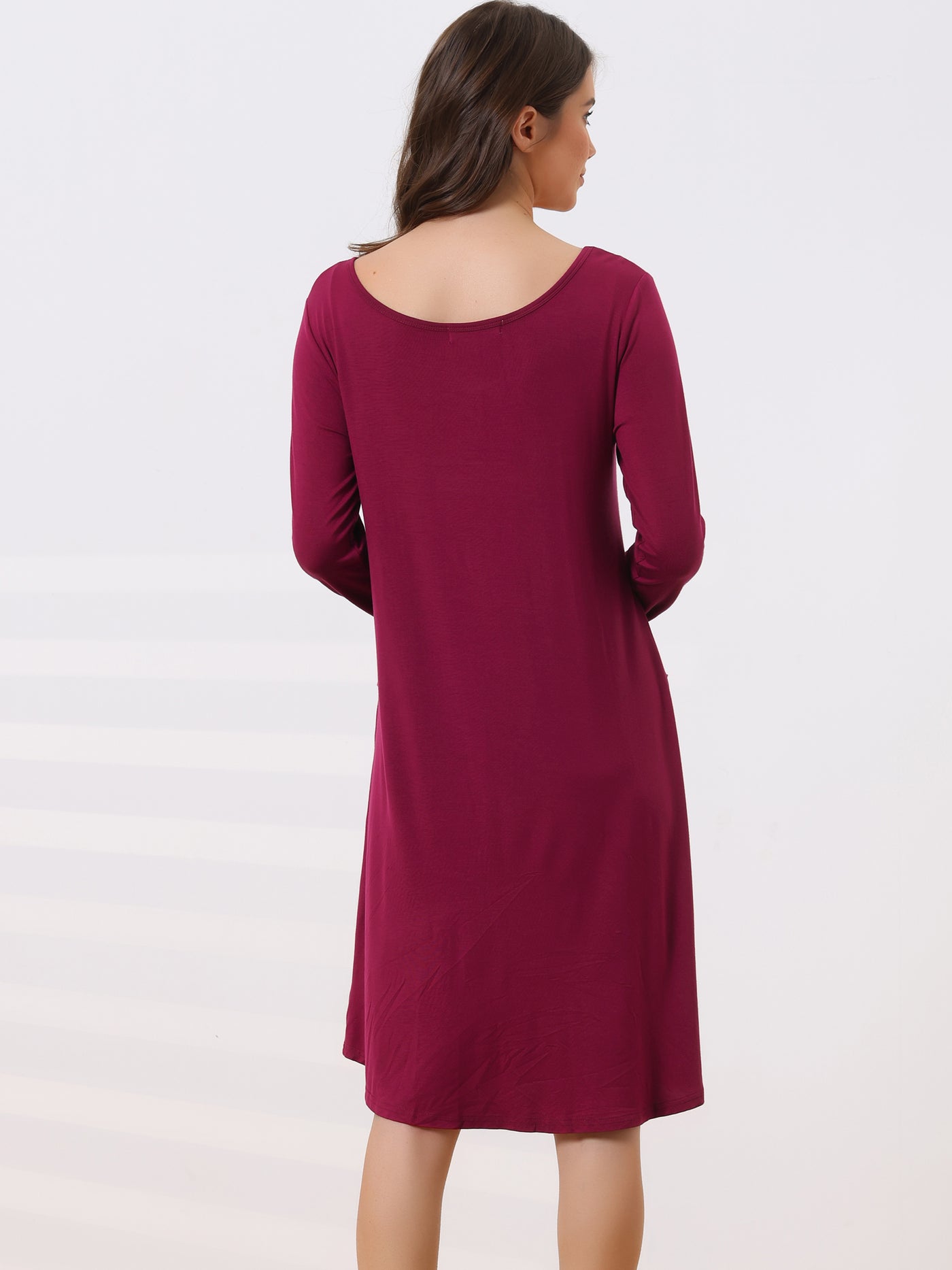 Bublédon Womens Maternity Dress with Pockets Casual Round Neck Long Sleeve Nightdress