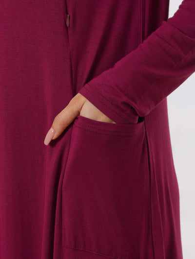 Womens Maternity Dress with Pockets Casual Round Neck Long Sleeve Nightdress