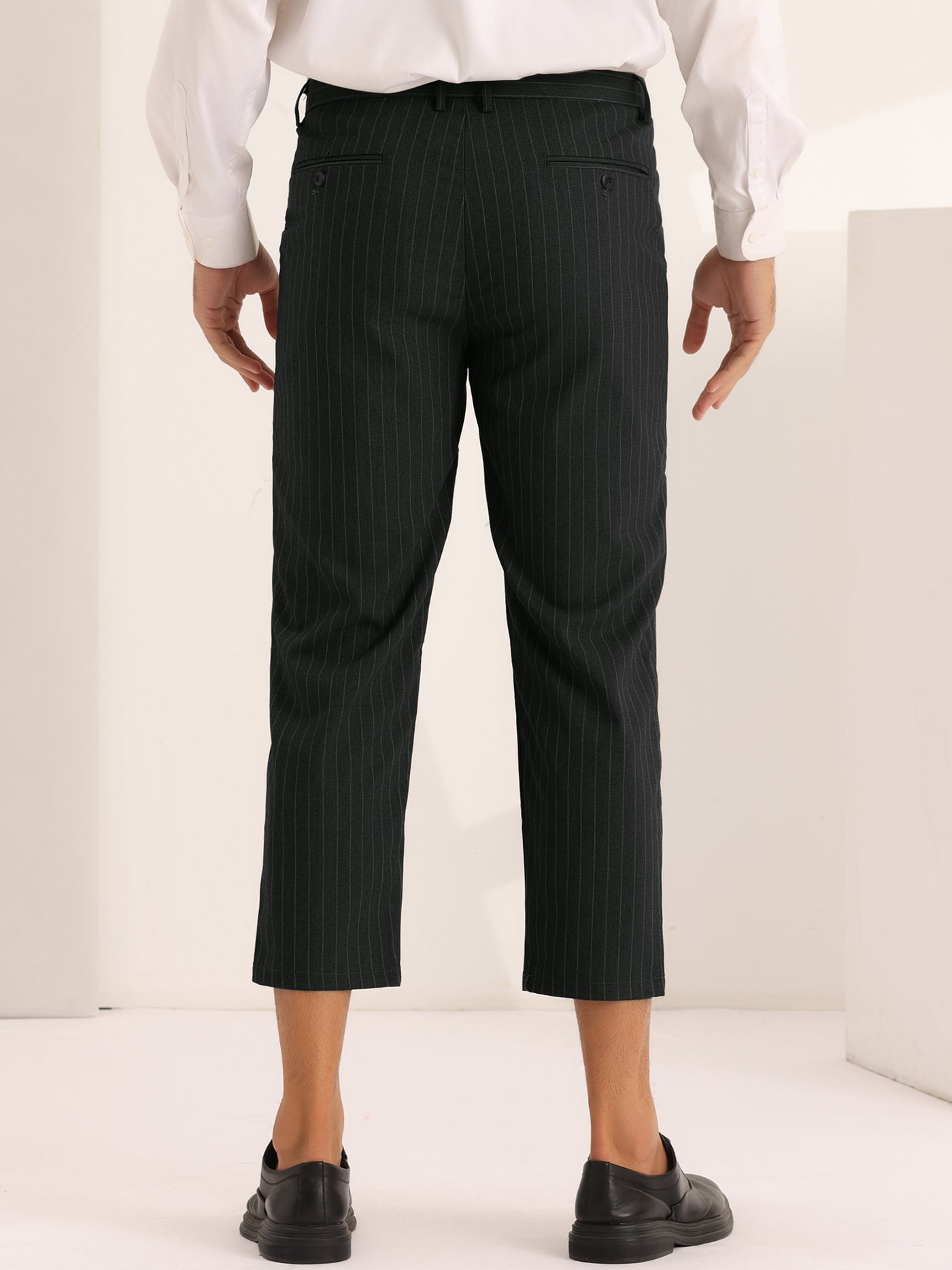 Bublédon Men's Striped Croppe pes Ankle Length Business Pants