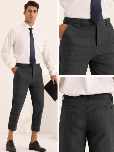 Men's Striped Croppe pes Ankle Length Business Pants