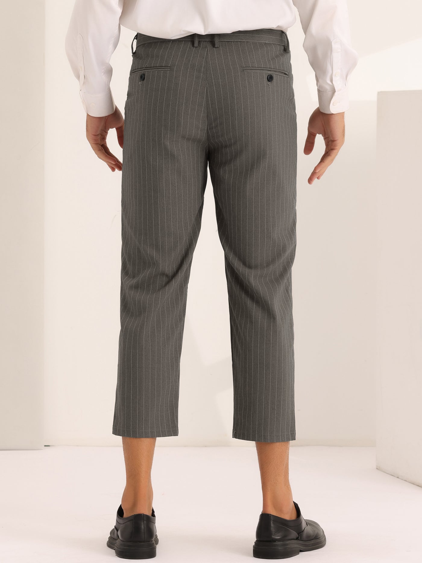 Bublédon Men's Striped Croppe pes Ankle Length Business Pants