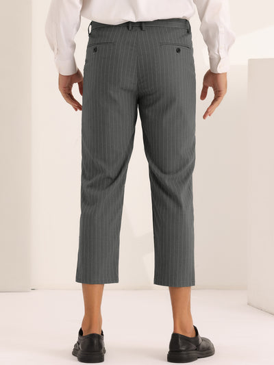 Men's Striped Croppe pes Ankle Length Business Pants