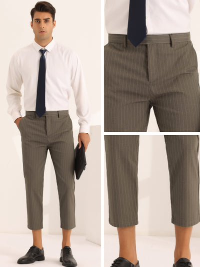 Men's Striped Croppe pes Ankle Length Business Pants