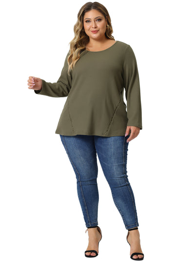 Bublédon Waffle A Line Round Neck Long Sleeve Tunic