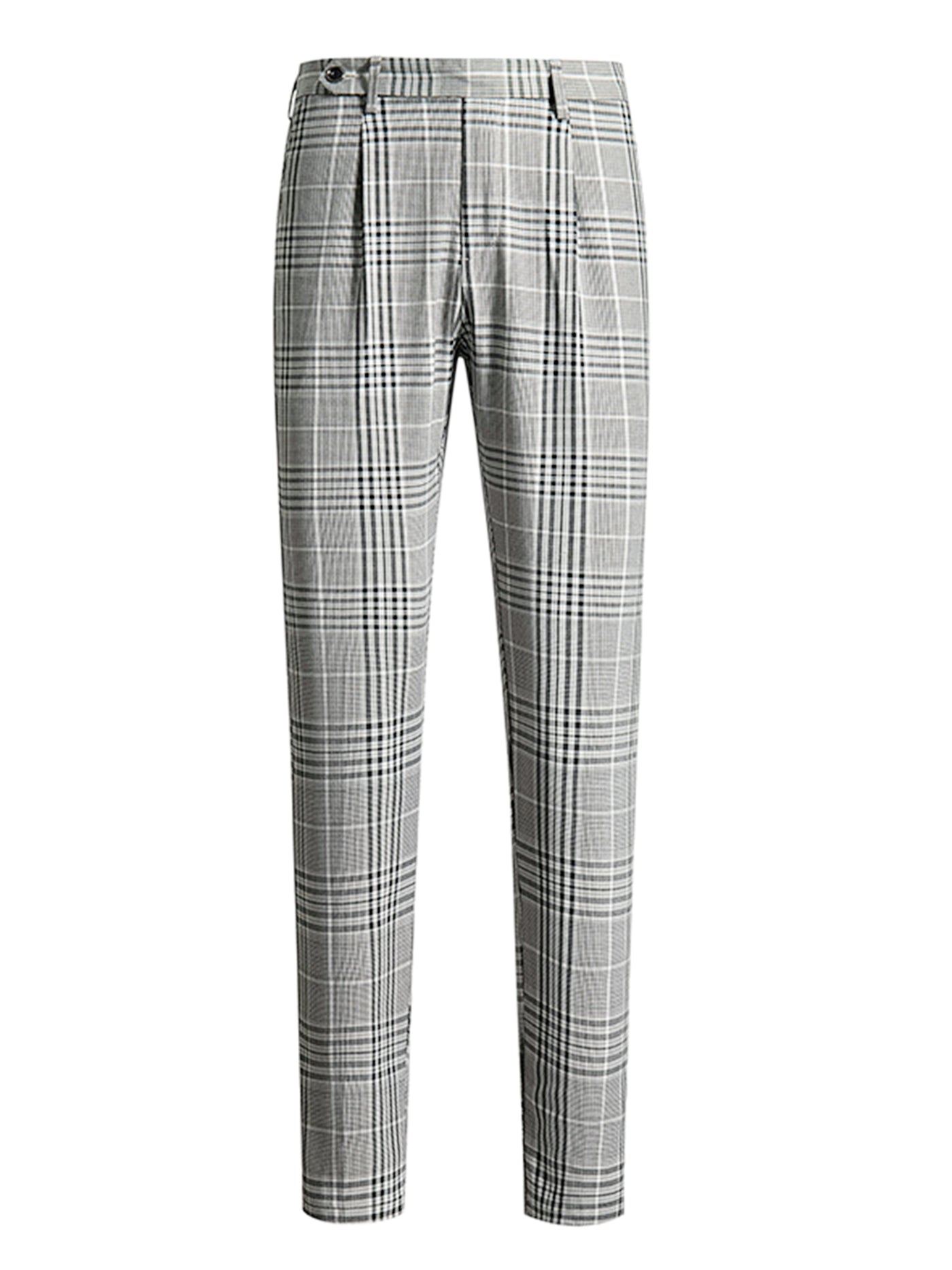 Bublédon Men's Expandable Waist Pleated Formal Plaid Pants