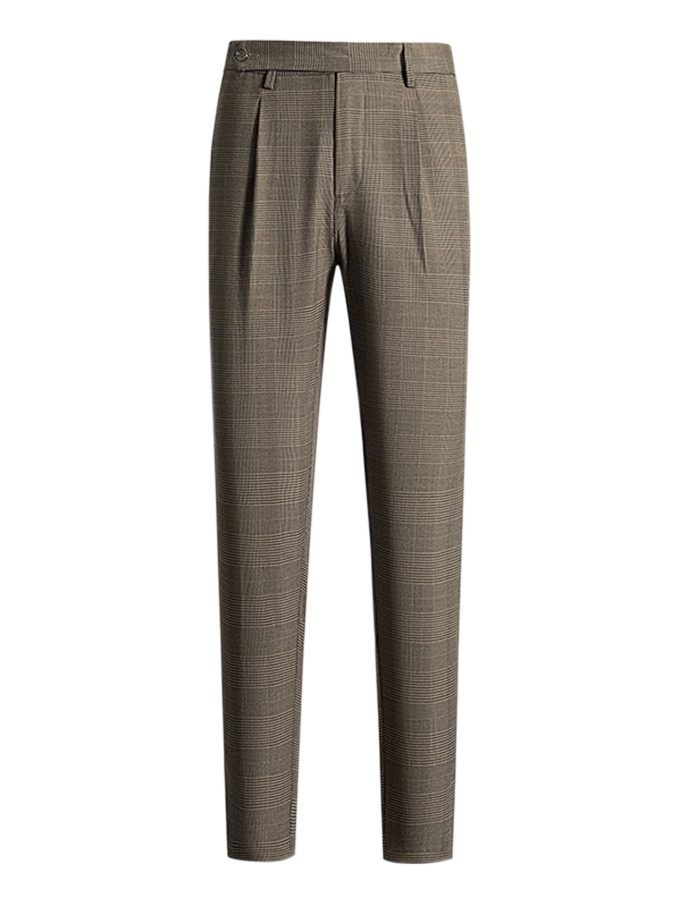 Bublédon Men's Expandable Waist Pleated Formal Plaid Pants