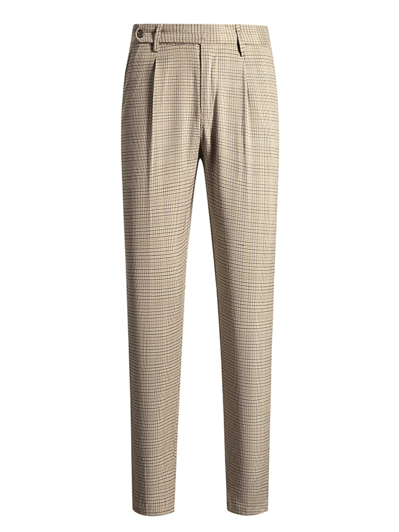 Bublédon Men's Expandable Waist Pleated Formal Plaid Pants