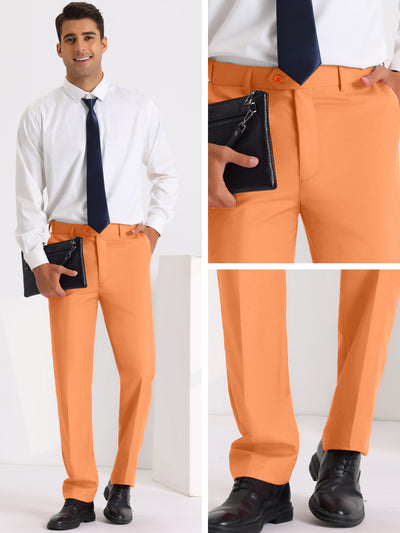 Dress Pants for Men's Slim Fit Flat Front Business Suit Chino Trousers