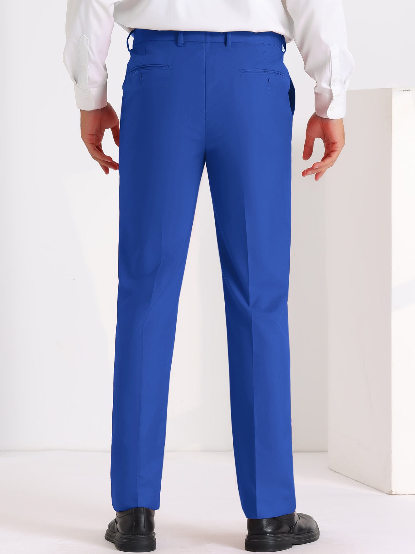 Bublédon Dress Pants for Men's Slim Fit Flat Front Business Suit Chino Trousers