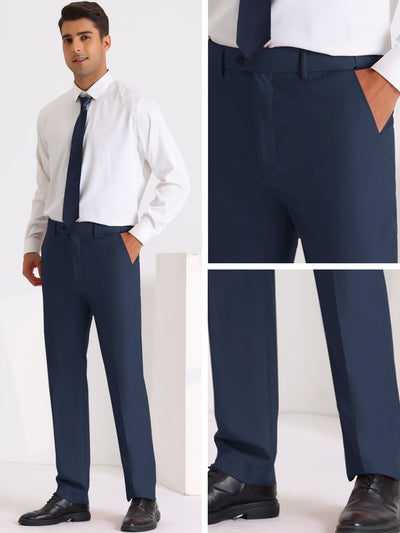 Business Dress Pants for Men's Skinny Flat Front Wedding Chino Trousers