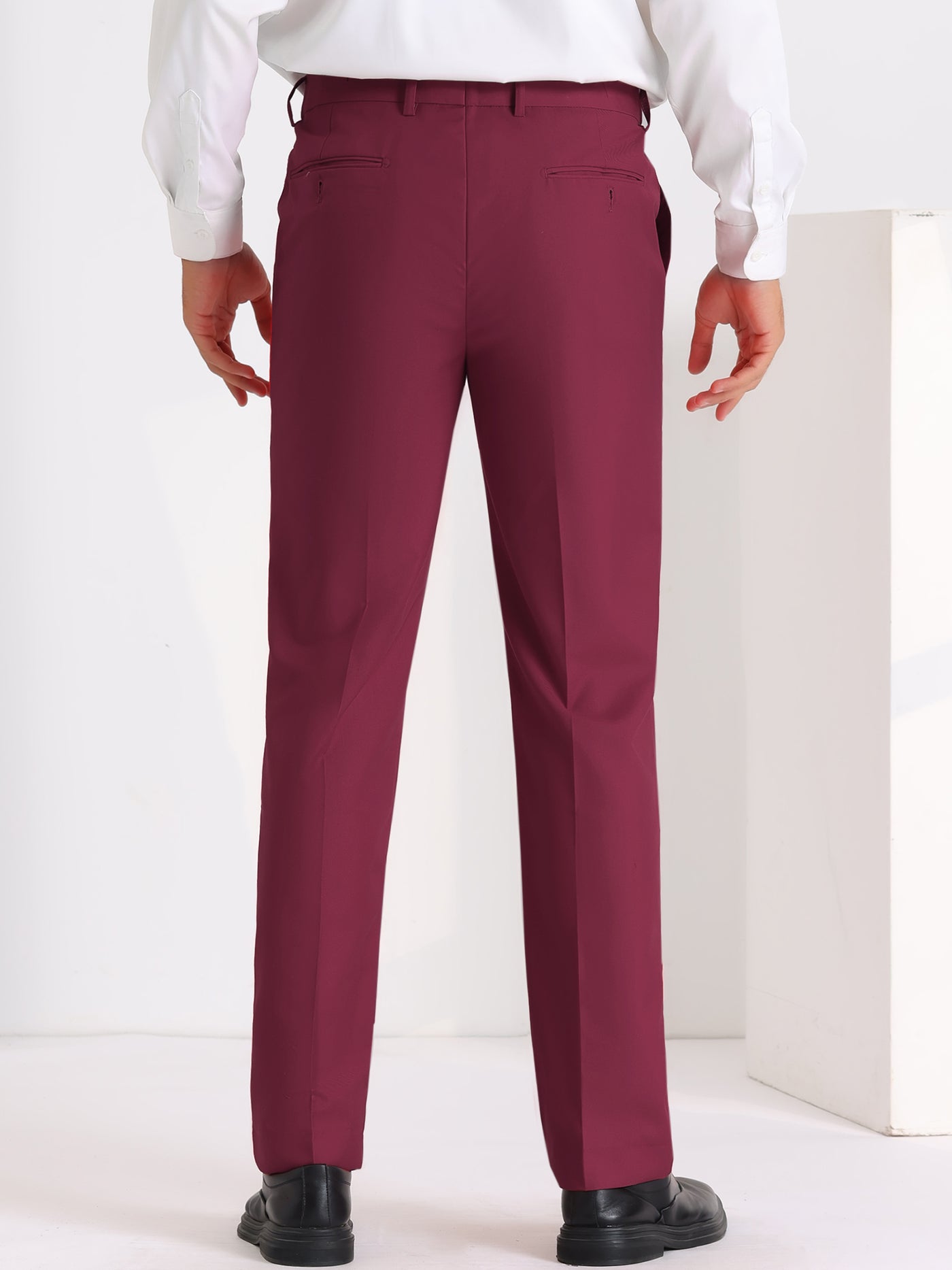 Bublédon Business Dress Pants for Men's Skinny Flat Front Wedding Chino Trousers