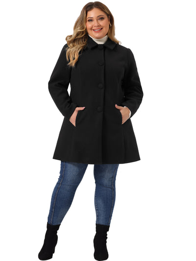 Women's Plus Size Coat Turndown Collar Full Lined Side Pocket Single Breasted Coats