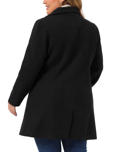 Women's Plus Size Coat Turndown Collar Full Lined Side Pocket Single Breasted Coats