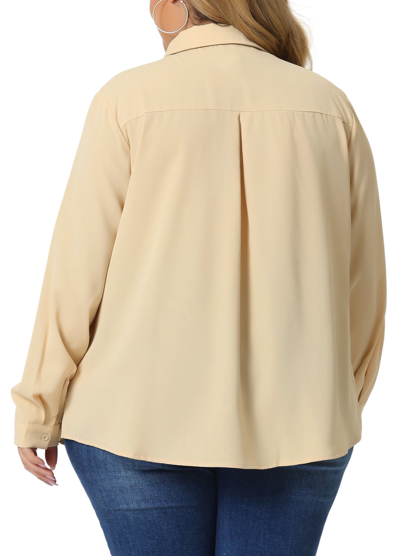 Bublédon Plus Size Chiffon Shirt for Women Long Sleeve Button Down Collared Business Office Blouses Tops