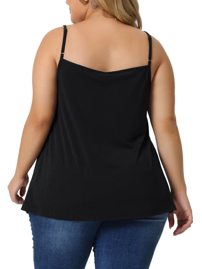 Plus Size Cami for Women Adjustable Strap Elegant Basic Pleated Camisole Sleeveless Tank Tops