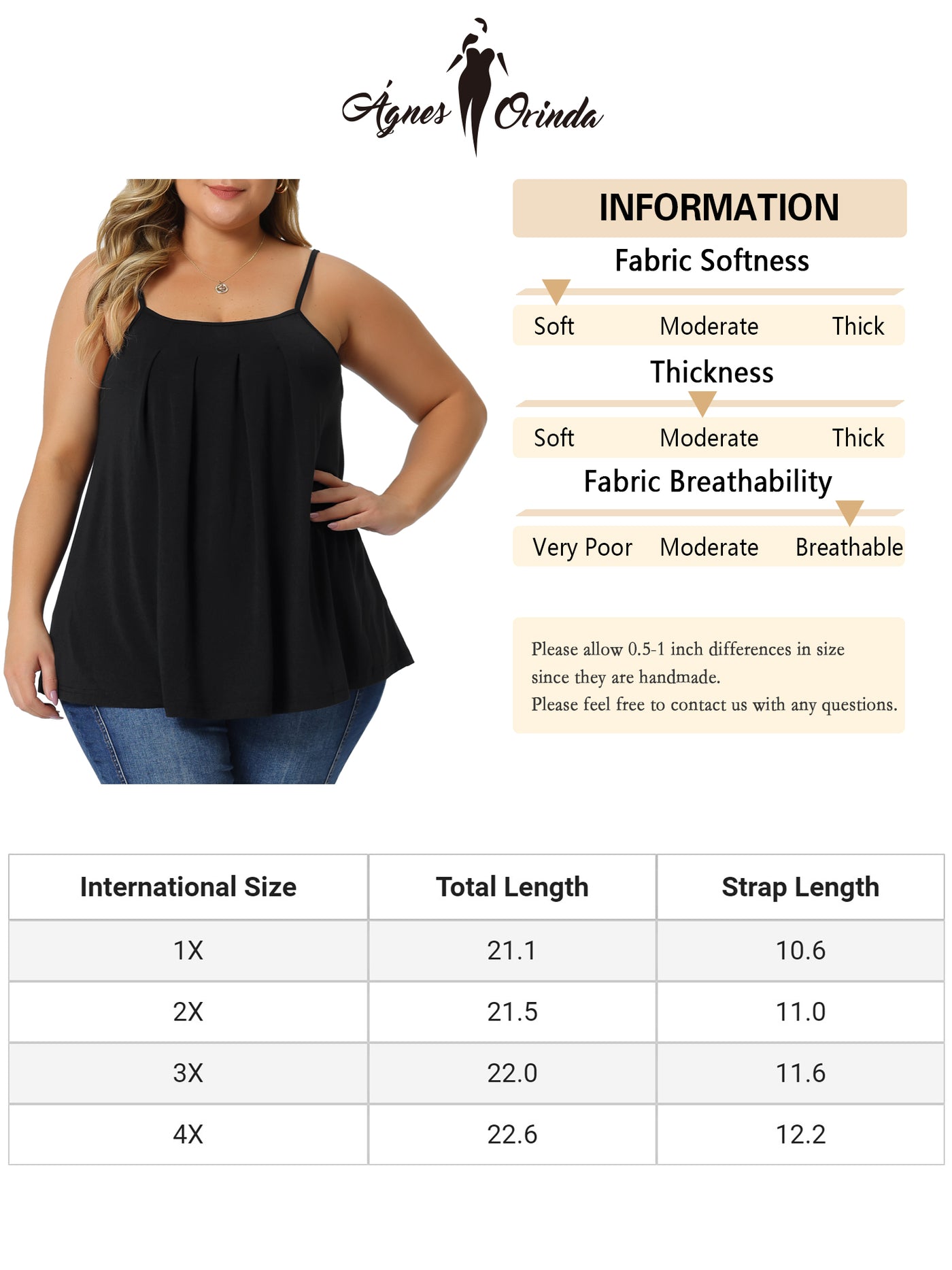 Bublédon Plus Size Cami for Women Adjustable Strap Elegant Basic Pleated Camisole Sleeveless Tank Tops