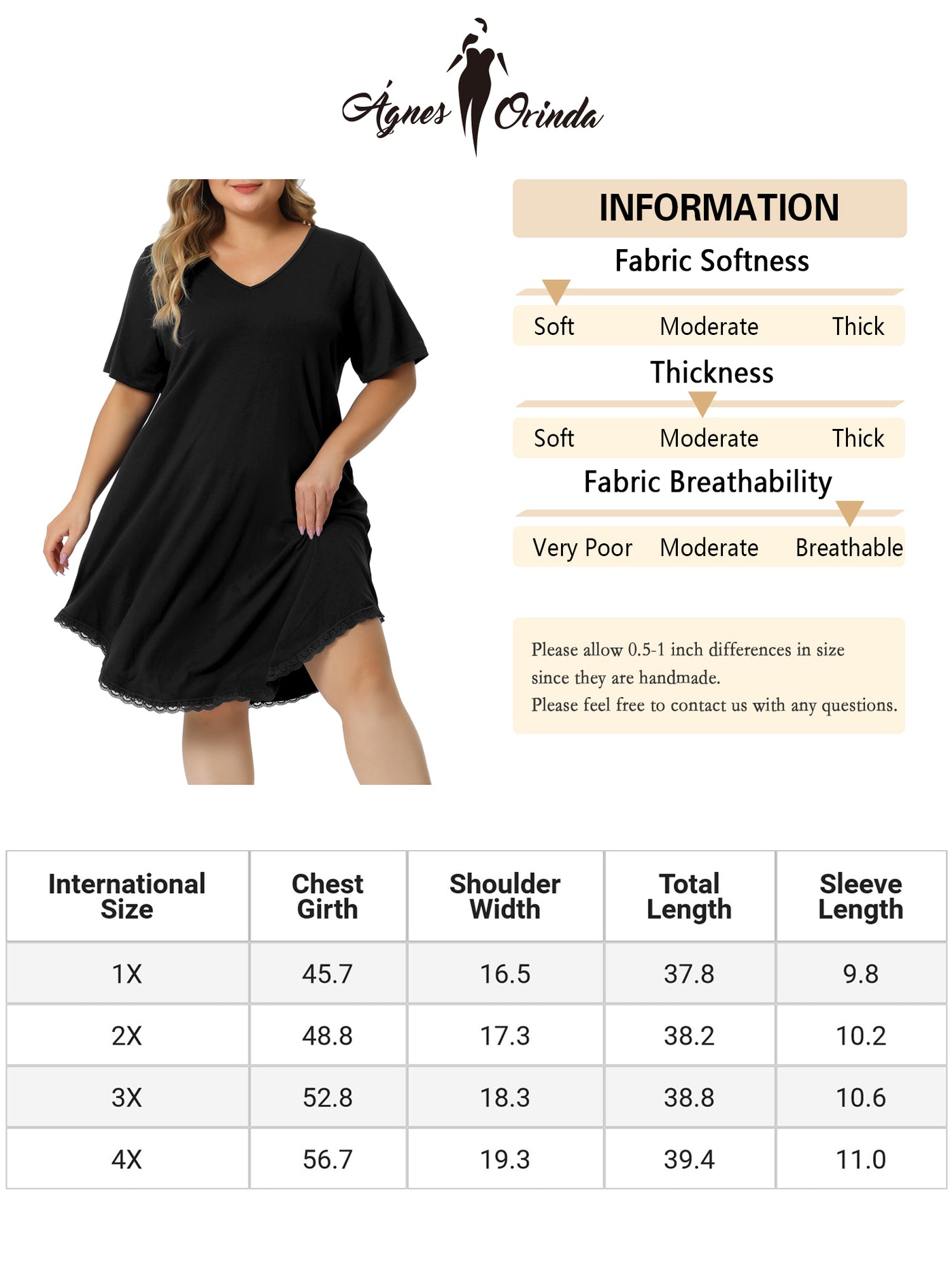 Bublédon Plus Size Pajama Dress for Women V Neck Short Sleeve Lace Trim Hem Loose Tshirt Nightgown Sleepwear