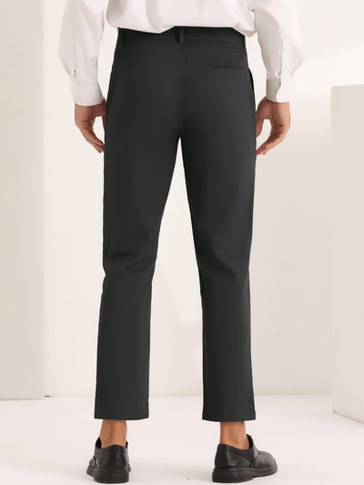 Pleated Front Dress Pants for Men's Solid Color High Waist Business Trousers