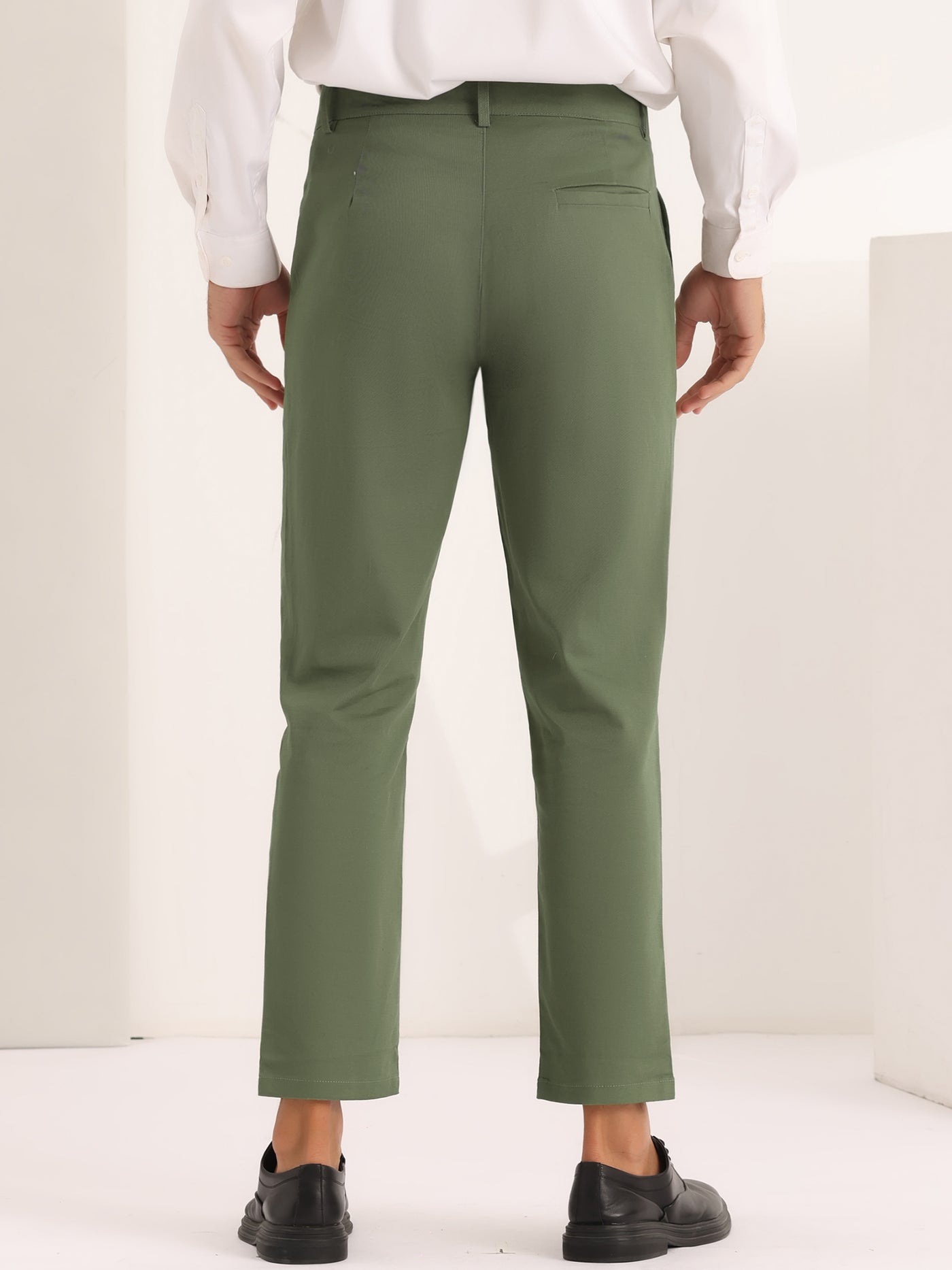 Bublédon Pleated Front Dress Pants for Men's Solid Color High Waist Business Trousers