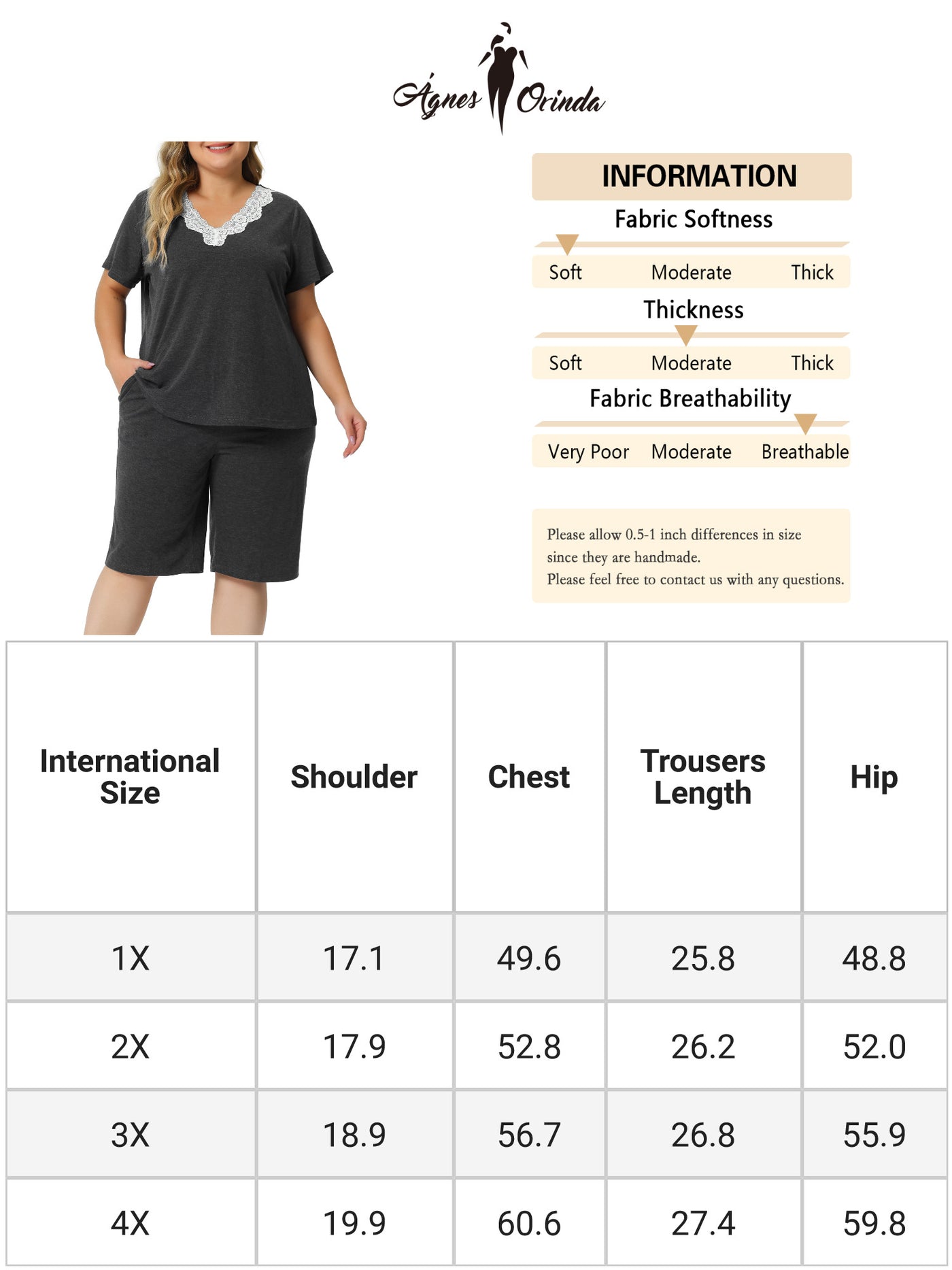 Bublédon Pajamas Set for Women Plus Size Short Sleeve V Neck Elastic Waist Sleepwear 2 Piece Nightgown