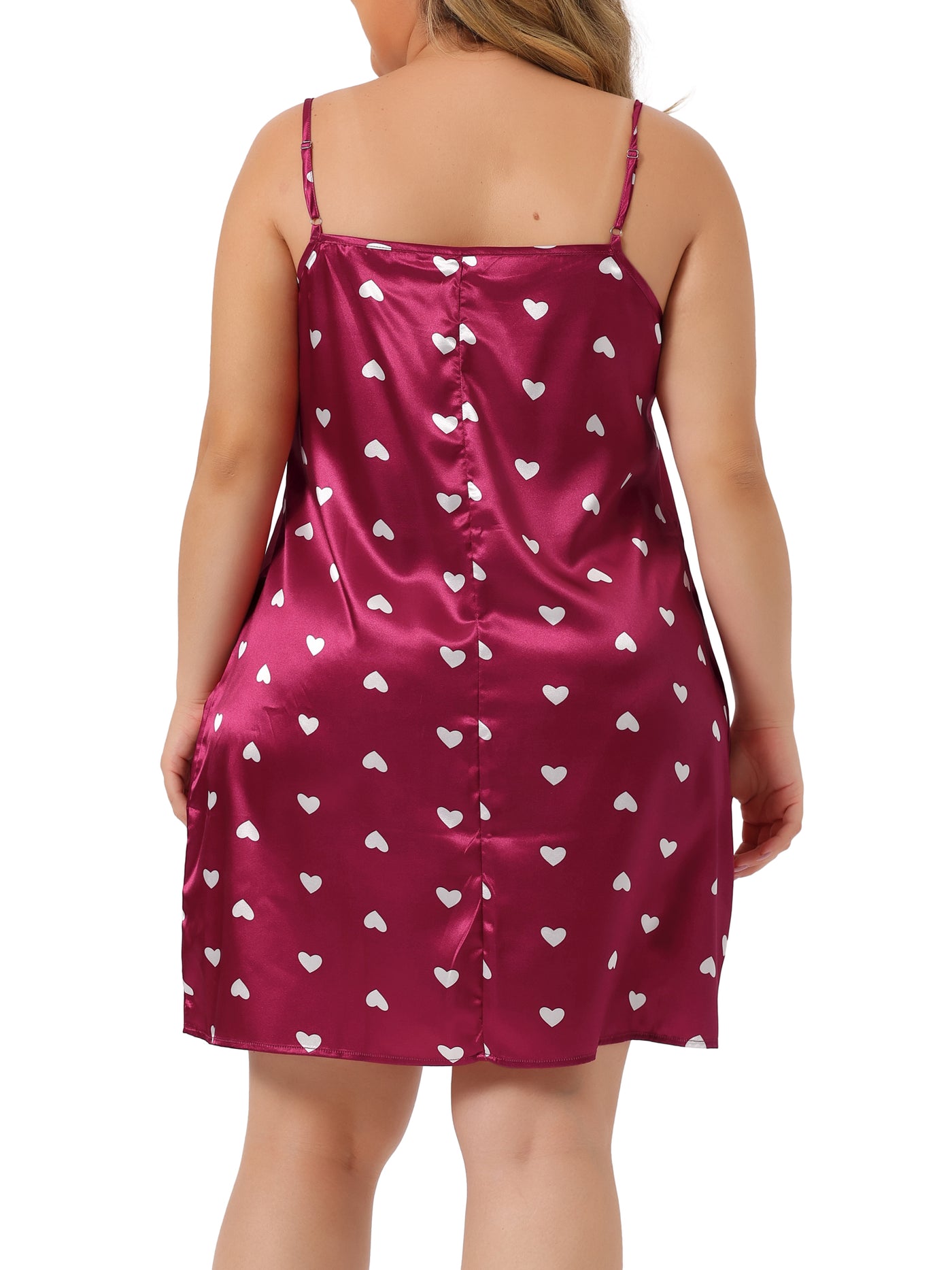 Bublédon Plus Size Nightgown for Women Camisole Sleeveles Heart Print Lingerie Dress Sleepwear