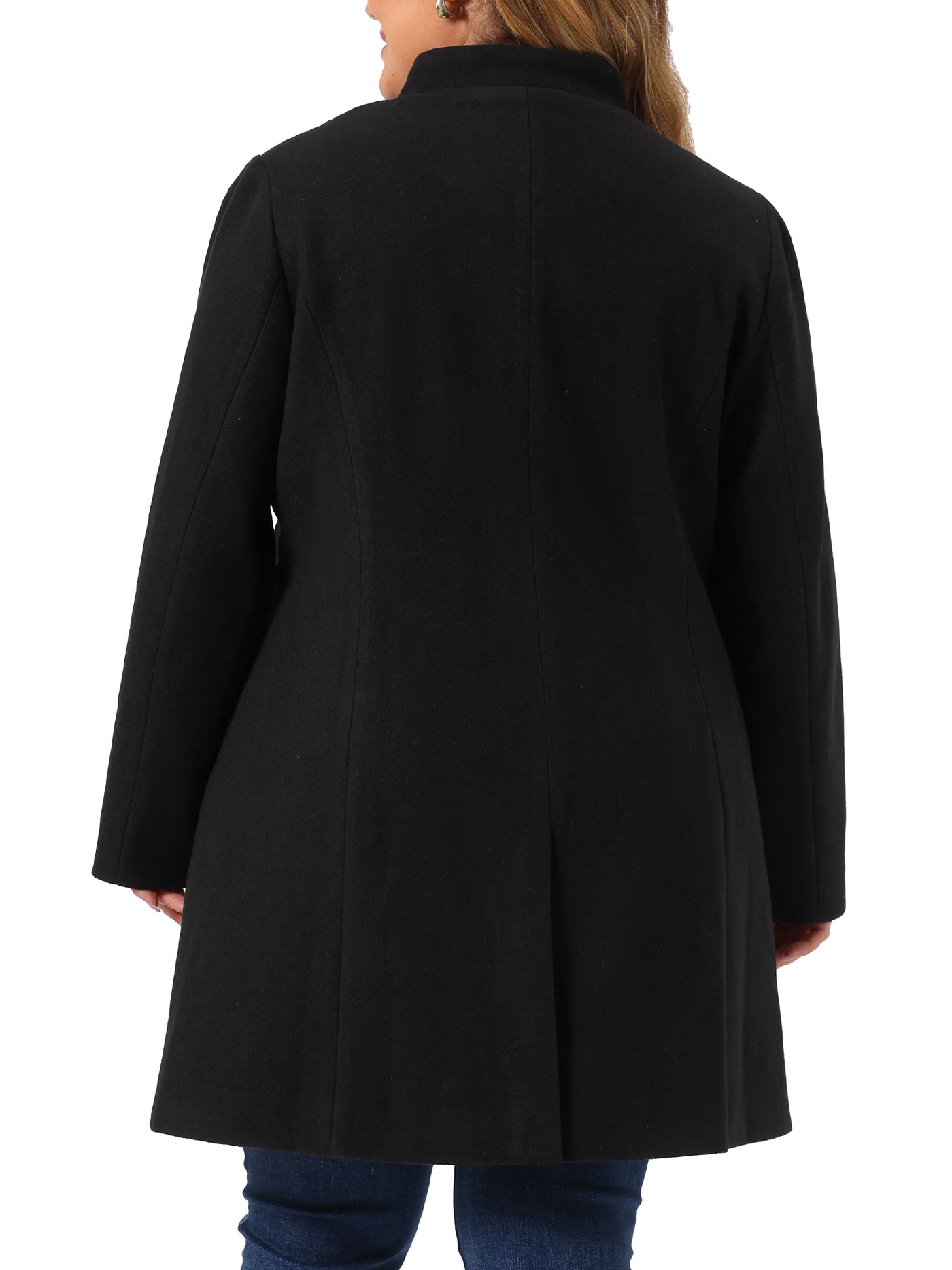 Bublédon Plus Size Elegant Mid-thigh Stand Collar Winter Single Breasted Coat