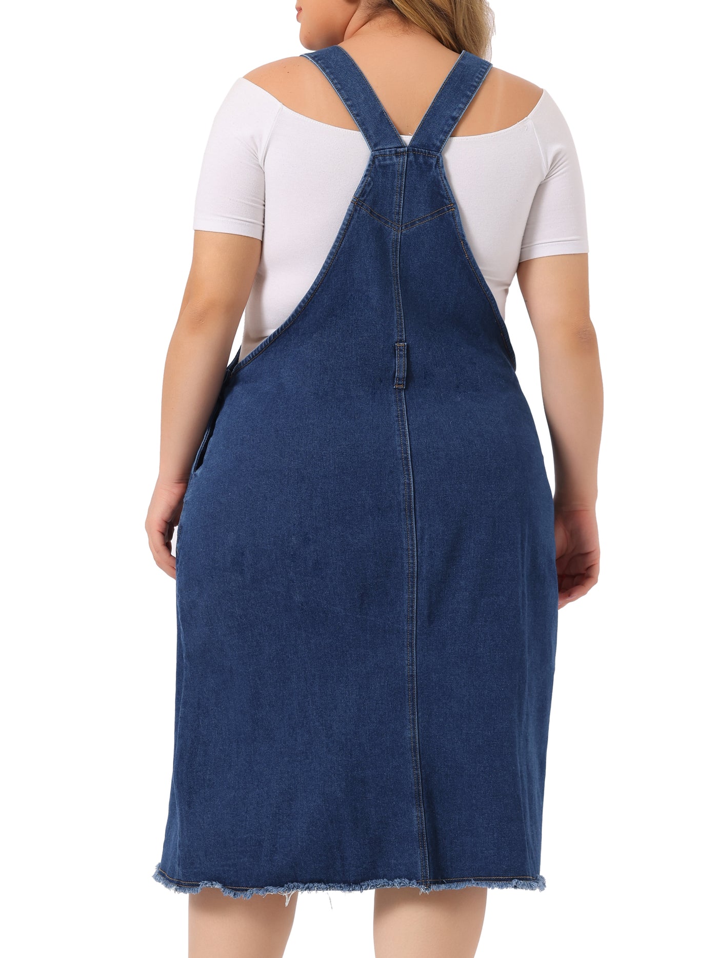 Bublédon Relax Fit Denim Below The Knee Overall Dress