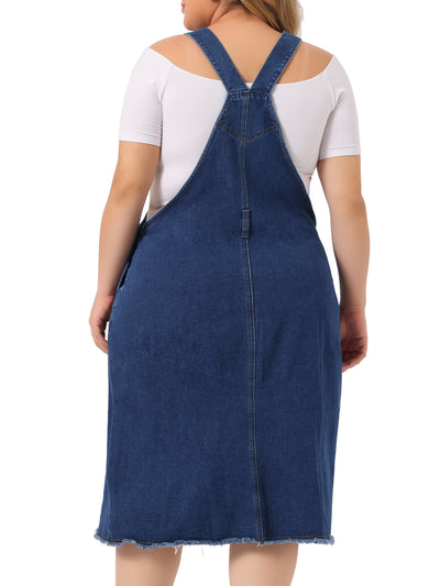 Relax Fit Denim Below The Knee Overall Dress