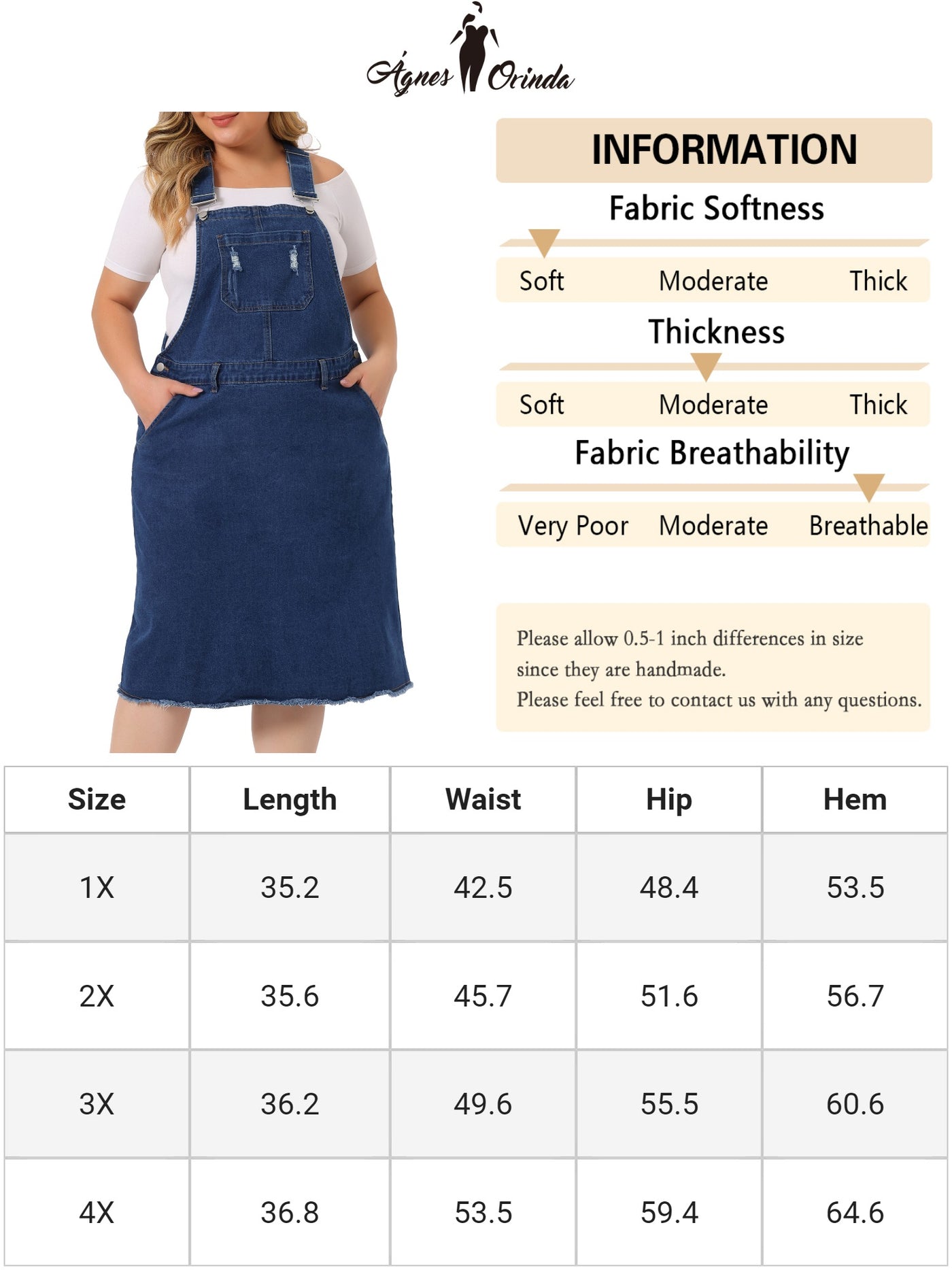 Bublédon Relax Fit Denim Below The Knee Overall Dress