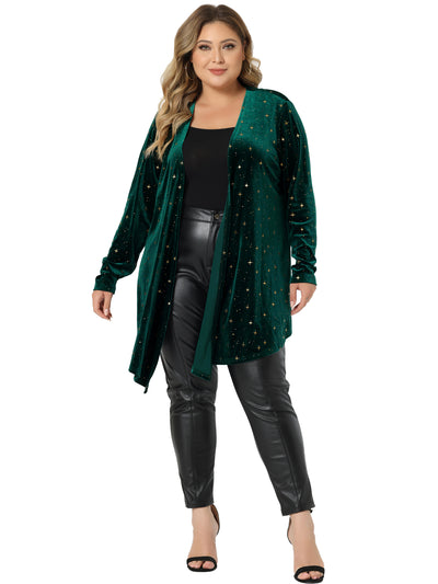 Bublédon Velvet A Line Stars Long Sleeve Cardigan