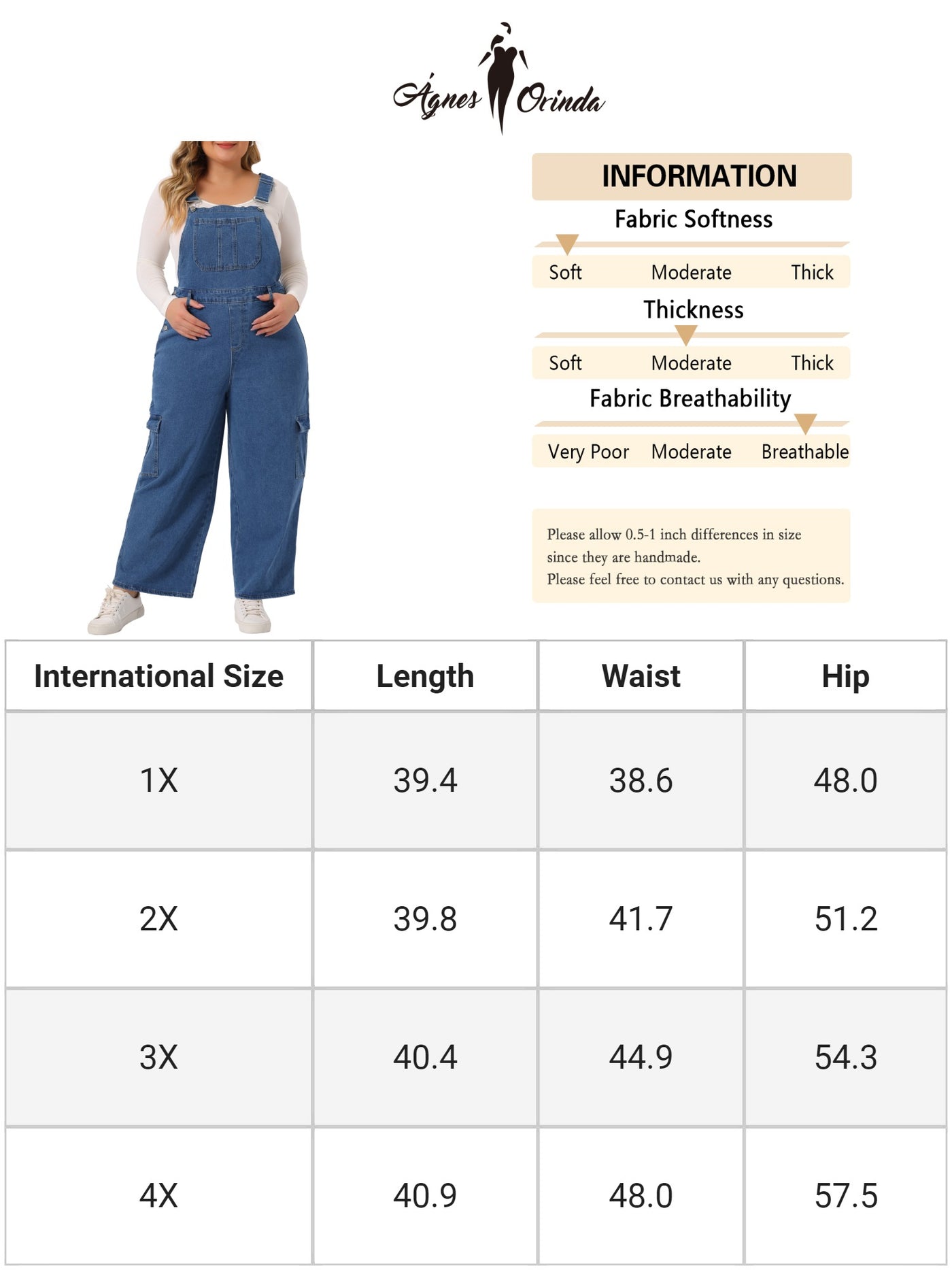 Bublédon Plus Size Denim Overalls Pants for Women Bib Jeans Pockets Stretch Adjustable Suspenders Jumpsuit