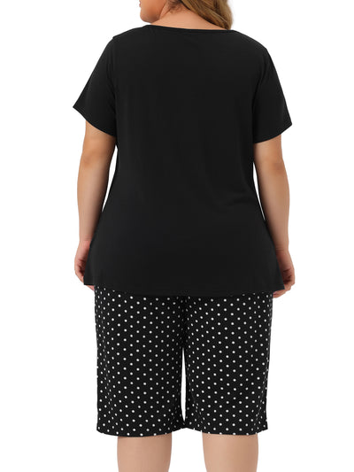 Plus Size Loungewear for Women 2 Piece Short Sleeve Tops and Pants Sweatsuits Pajama Sets