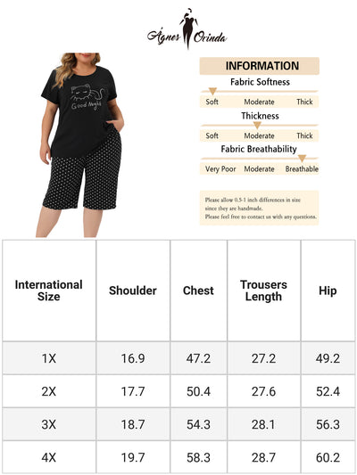 Plus Size Loungewear for Women 2 Piece Short Sleeve Tops and Pants Sweatsuits Pajama Sets