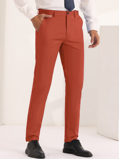 Dress Pants for Men's Solid Slim Fit Stretch Flat Front Work Chino Trousers