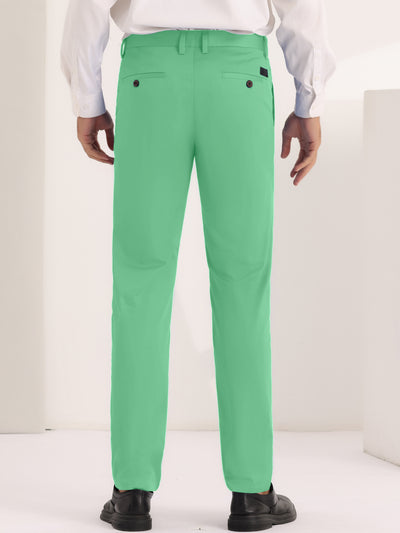 Dress Pants for Men's Solid Slim Fit Stretch Flat Front Work Chino Trousers