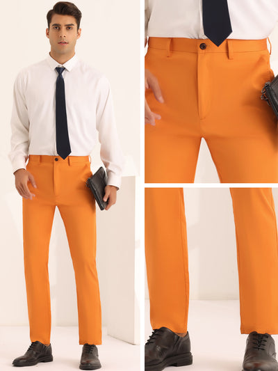 Dress Pants for Men's Solid Slim Fit Stretch Flat Front Work Chino Trousers